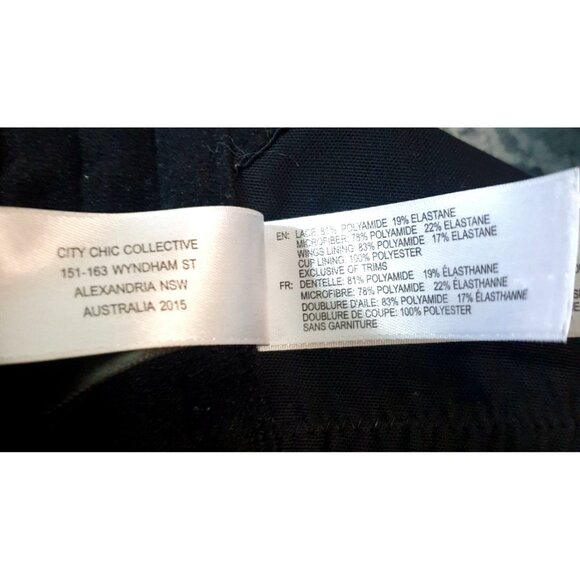 City Chic Women's 44DD Bra Black Lace Plunge Lightly Lined Underwire Everyday - Picture 6 of 6